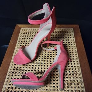 Coral pink high heels
